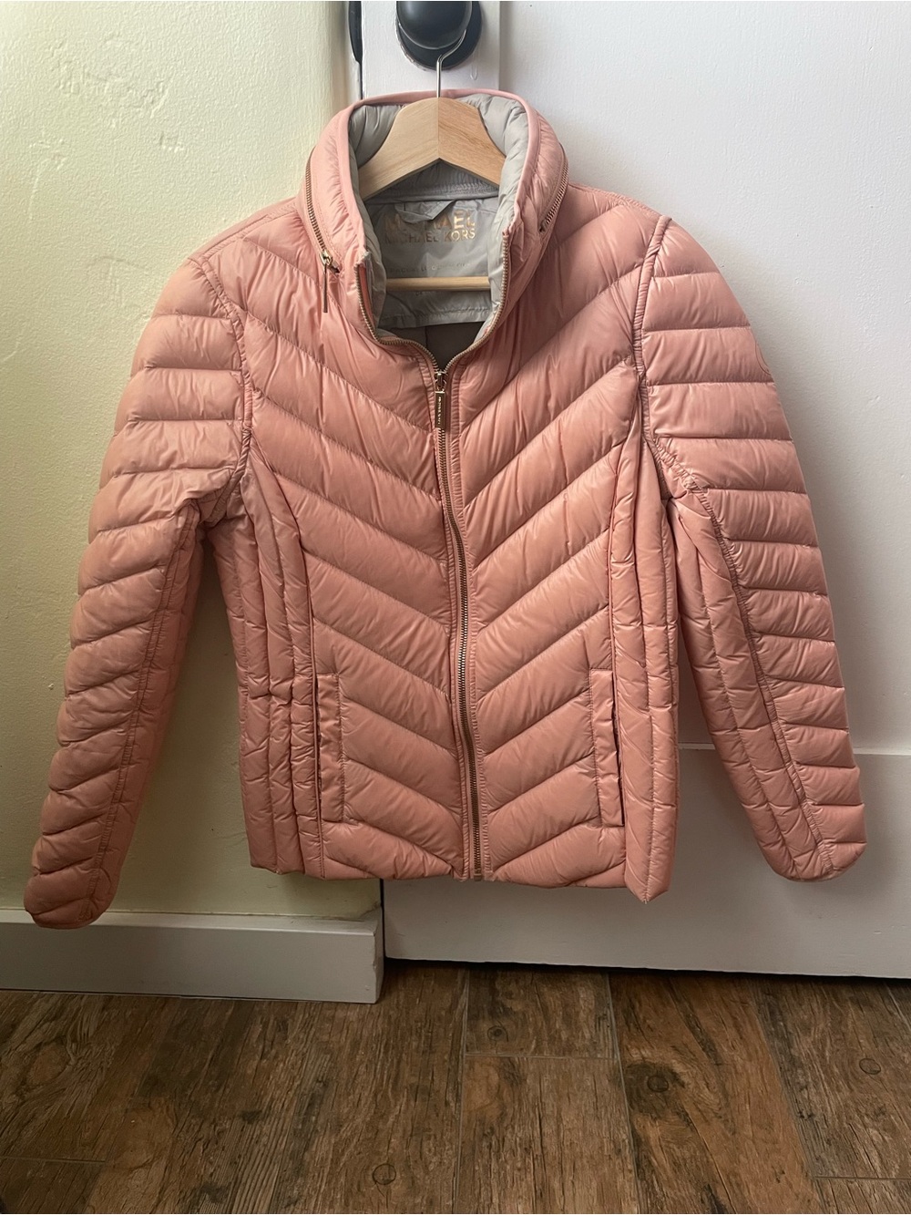 Michael Kors Light Pink Quilted Puffer Packable Down Fill Jacket